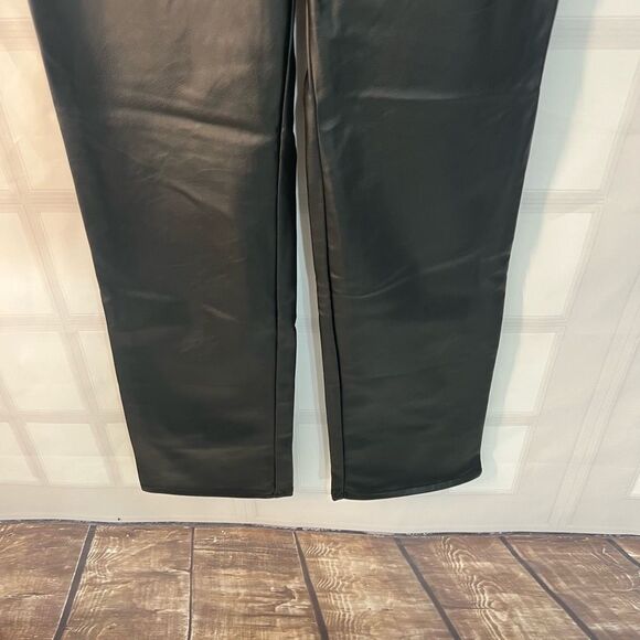 H&M NWT Black Vegan Faux Leather High Waist Straight Leg Pants Size 4 - Picture 4 of 10